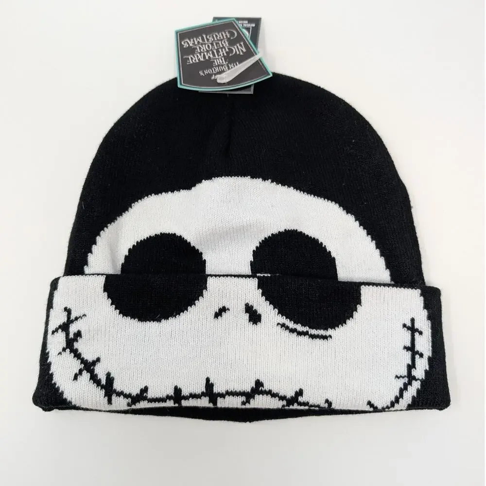 Disney Nightmare Before Christmas Jack Skellington Roll-Down Beanie‎ Hat Black